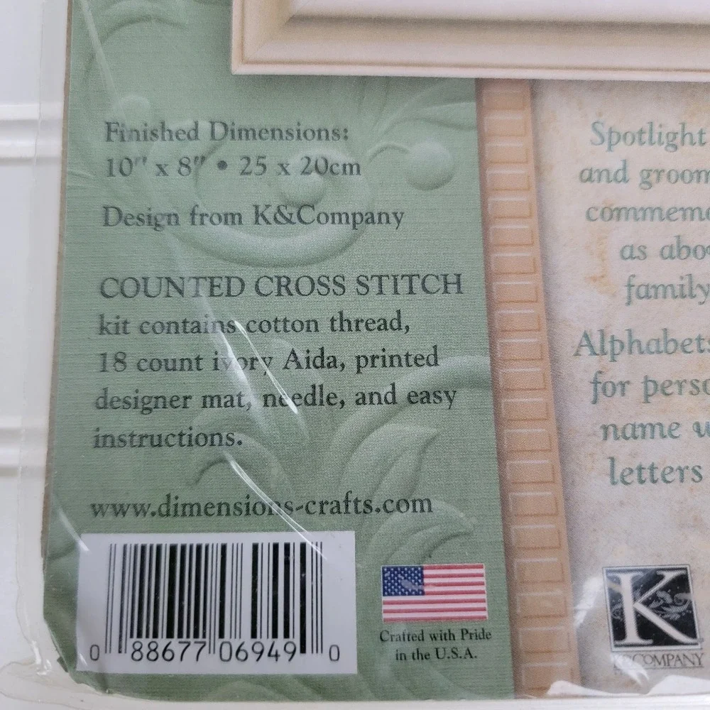 2003 Dimensions Wedding Record Finished Counted Cross Stitch Frame Kit 10To 8 in